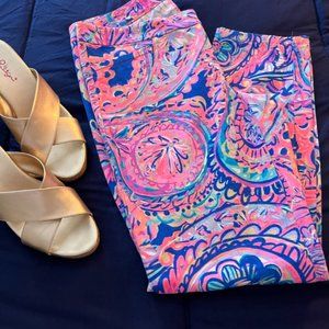 Lilly Pulitzer Kelly Skinny Ankle Pants pink pattern/Size 6